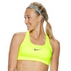 NIKE Women’s Neon Yellow Victory Medium-Impact Padded Sports Bra Size Medium